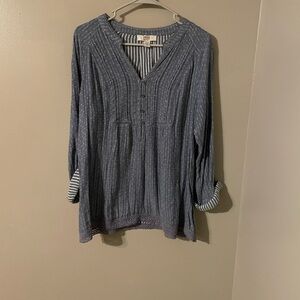 Vintage America Blue and White Striped Top